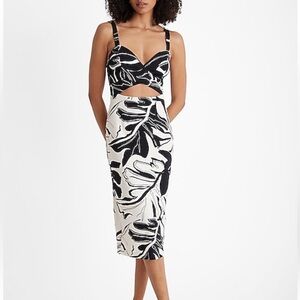 Printed Cutout Sleeveless Midi Dress